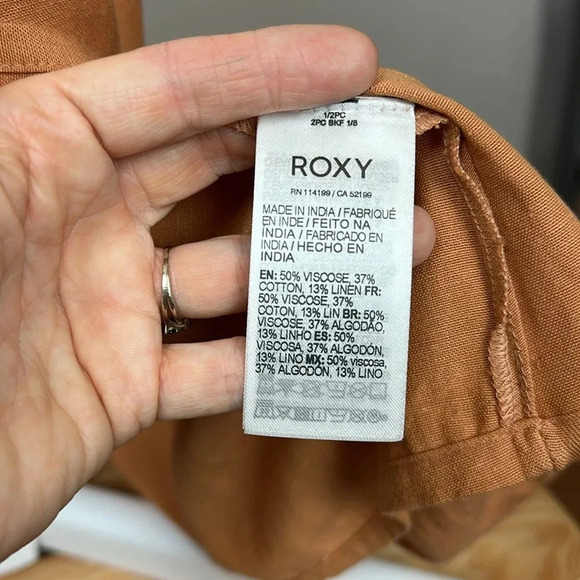 NWT Roxy linen blend spaghetti straps front knot empire waist maxi dress slit - Picture 11 of 12